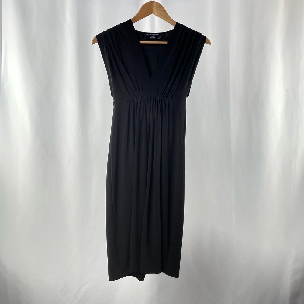 Norma Kamali Sleeveless V Neck Umpire‎ Waist Dress in Black Size Small